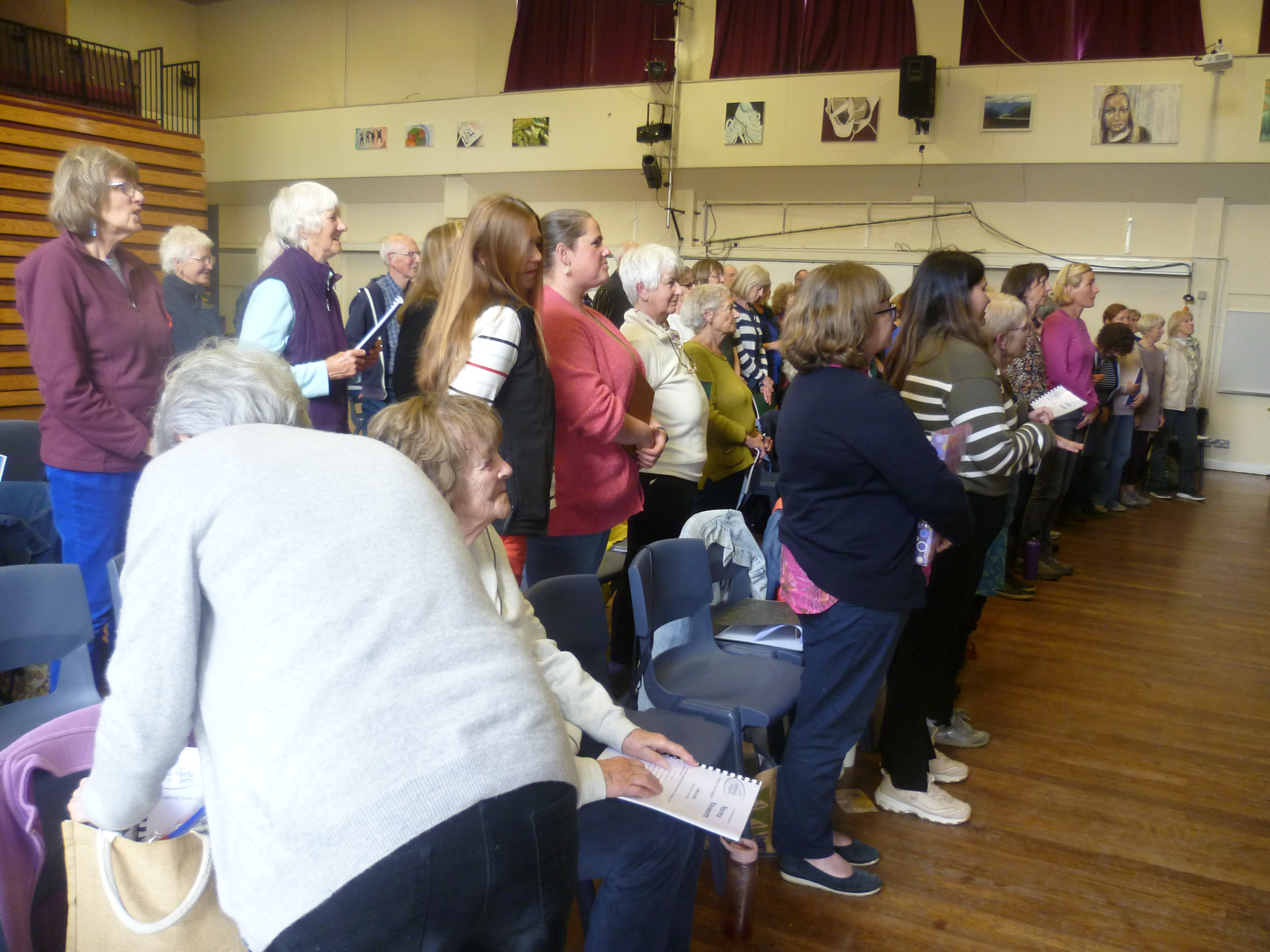 Singers ‘warming up’. 